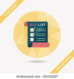 shopping list flat icon with long shadow,eps10