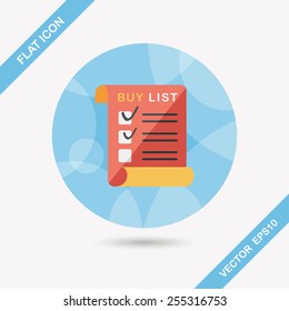 shopping list flat icon with long shadow,eps10