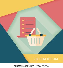 shopping list flat icon with long shadow,eps10