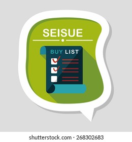 shopping list flat icon with long shadow,eps10