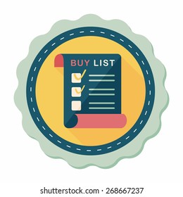 shopping list flat icon with long shadow,eps10