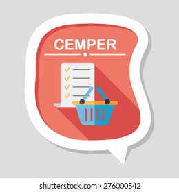 shopping list flat icon with long shadow,eps10