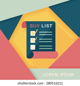 shopping list flat icon with long shadow,eps10