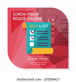 shopping list flat icon with long shadow,eps10