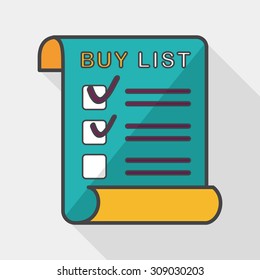 shopping list flat icon with long shadow,eps10