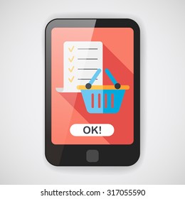 shopping list flat icon with long shadow,eps10