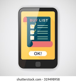 shopping list flat icon with long shadow,eps10