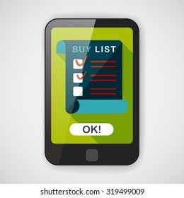 shopping list flat icon with long shadow,eps10