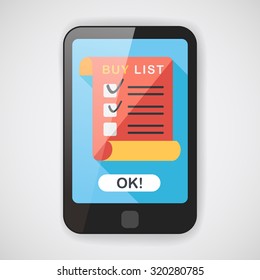 shopping list flat icon with long shadow,eps10