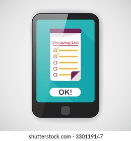 shopping list flat icon with long shadow,eps10