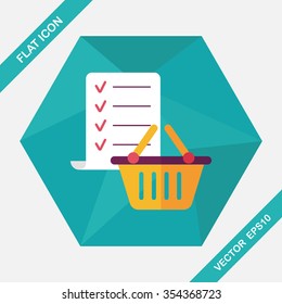 shopping list flat icon with long shadow,eps10