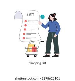 Shopping List Flat Style Design Vector illustration. Stock illustration