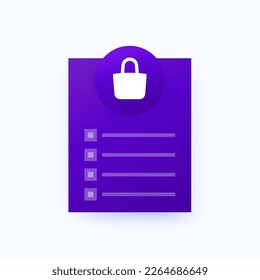 shopping list form, modern vector design