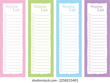 Shopping list in four colours