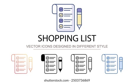 Shopping List icon design with white background stock illustration