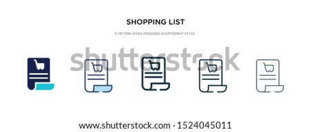 shopping list icon in different style vector illustration. two colored and black shopping list vector icons designed in filled, outline, line and stroke style can be used for web, mobile, ui