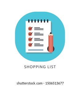 Shopping list icon with flat style