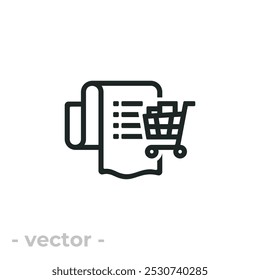 Icono de la lista de compras aislado sobre fondo blanco. Las Ilustraciones vectoriales se hacen con software basado en Vectores, no con resultados generados por IA.