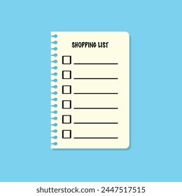 Shopping List Icon On Blue Background Vector Design.