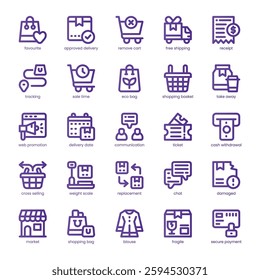 Shopping List Icon pack for your website, mobile, presentation, and logo design. Shopping List Icon line gradient design. Vector graphics illustration and editable stroke.