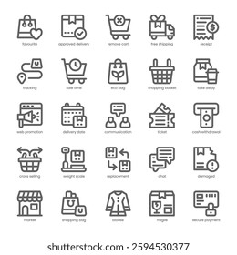 Shopping List Icon pack for your website, mobile, presentation, and logo design. Shopping List Icon outline design. Vector graphics illustration and editable stroke.