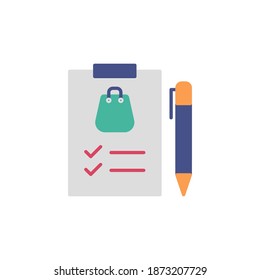 shopping list icon vector flat style. colored list icon design. isolated on white background