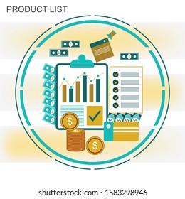 Shopping list icon, vector illustration. Checklist food planning for market, everyday notebook