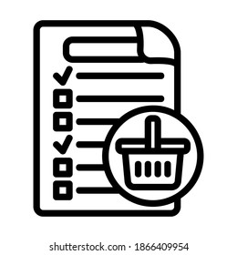 Shopping List icon vector illustration in line style for any projects, use for website mobile app presentation