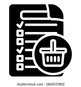 Shopping List icon vector illustration in solid style for any projects, use for website mobile app presentation