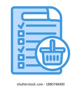 Shopping List icon vector illustration in blue style for any projects, use for website mobile app presentation