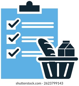 Shopping list icon vector for purchase plan, item checklist, and grocery reminder. Ideal for market preparation, order arrangement, and product tracking illustration.