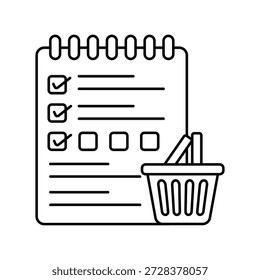Icono de la lista de compras con fondo blanco Ilustración de stock de Vector