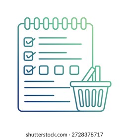 Icono de la lista de compras con fondo blanco Ilustración de stock de Vector