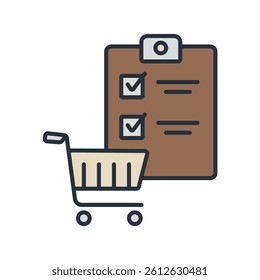 shopping list icons isolated on White Background. Flat style design