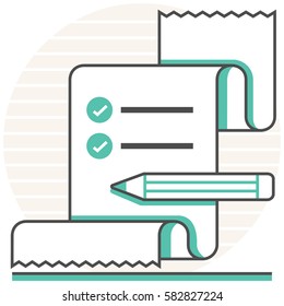 Shopping List - Infographic Icon Elements from Grocery Shopping Set. Flat Thin Line Icon Pictogram for Website and Mobile Application Graphics.