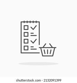 icono de línea de lista de compras. Actrazo editable y píxel perfecto. Se puede usar para productos digitales, presentación, diseño de impresión y más.