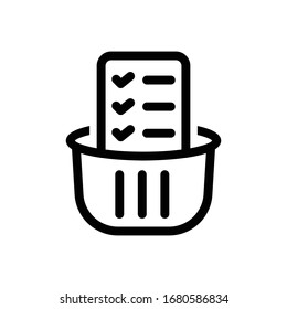 Shopping List Line Icon On White Background