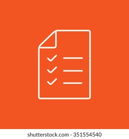 Shopping list line icon for web, mobile and infographics. Vector white icon isolated on red background.