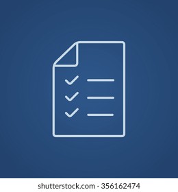 Icono de línea de lista de compras para web, móviles e infografías. Icono azul claro del vector aislado en fondo azul.