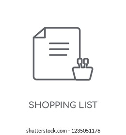 Shopping list linear icon. Modern outline Shopping list logo concept on white background from e-commerce and payment collection. Suitable for use on web apps, mobile apps and print media.