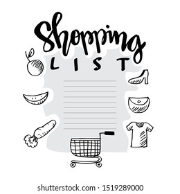 Shopping list on white background.