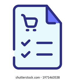 shopping list order checked single isolated icon with dash or dashed line style