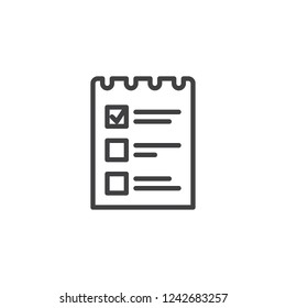 Shopping list outline icon. linear style sign for mobile concept and web design. Checklist simple line vector icon. Symbol, logo illustration. Pixel perfect vector graphics