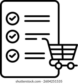 Shopping List Outline icon vector illustration