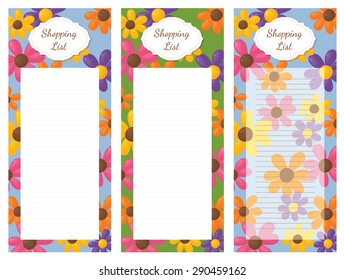 Shopping list pad design with flowers.
