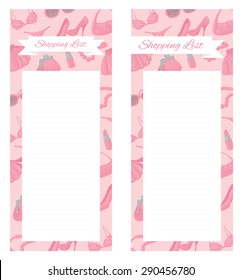 Shopping list pad design with girly accessories.