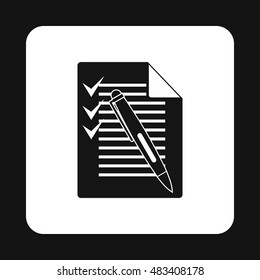 Shopping list and pen icon in simple style on a white background vector illustration