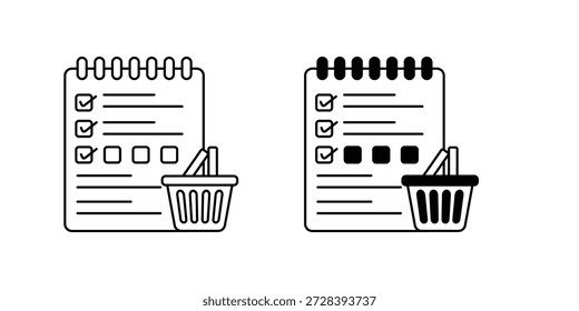 Shopping List set icon with white background vector stock illustration