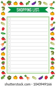 Shopping List Supermarket Vegetables Diary Productsvector Stock Vector ...