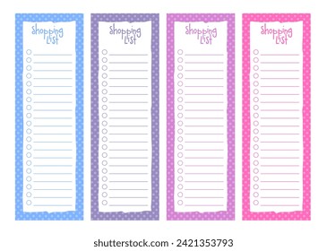 Shopping list template, printable format A4